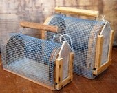 Two Handcrafted Vintage Wire Crates, Carriers, Photography Prop