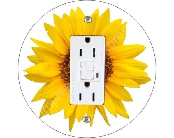 Sunflower Flower GFI Outlet Plate Cover