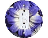 Blue Daisy Flower GFI Outlet Plate Cover