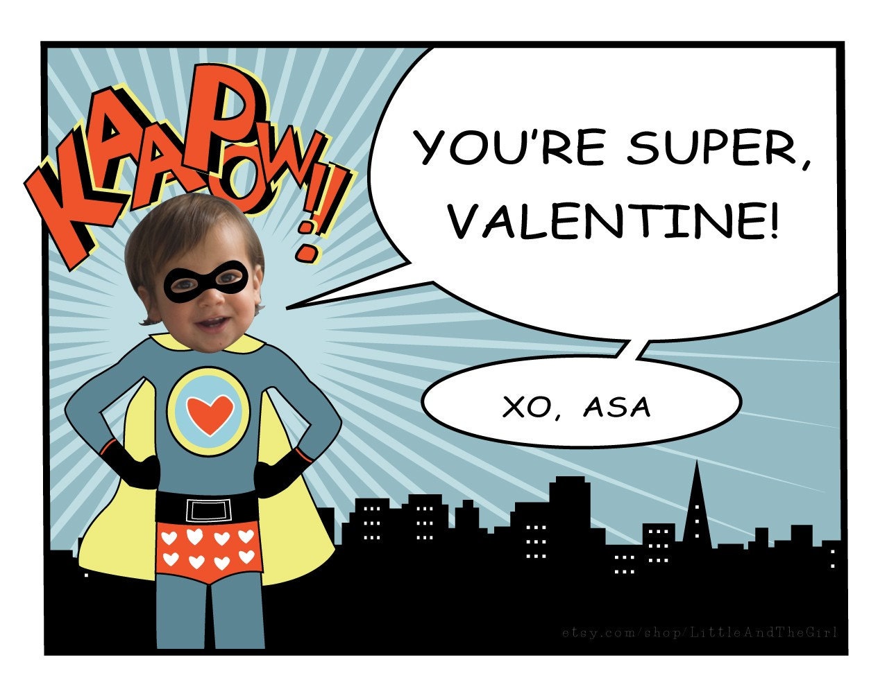 Valentine:  Super Hero  - Printable & Custom School Valentines