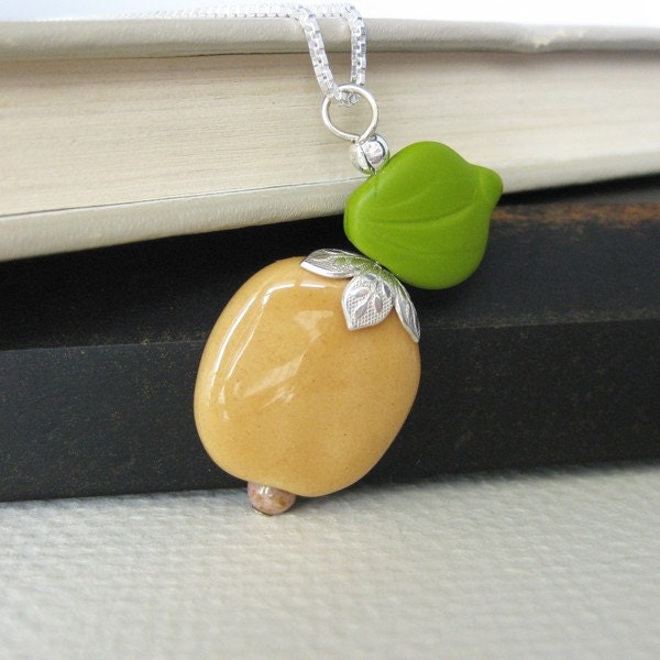 Peaches and Cream Ceramic Kazuri Bead Pendant Necklace