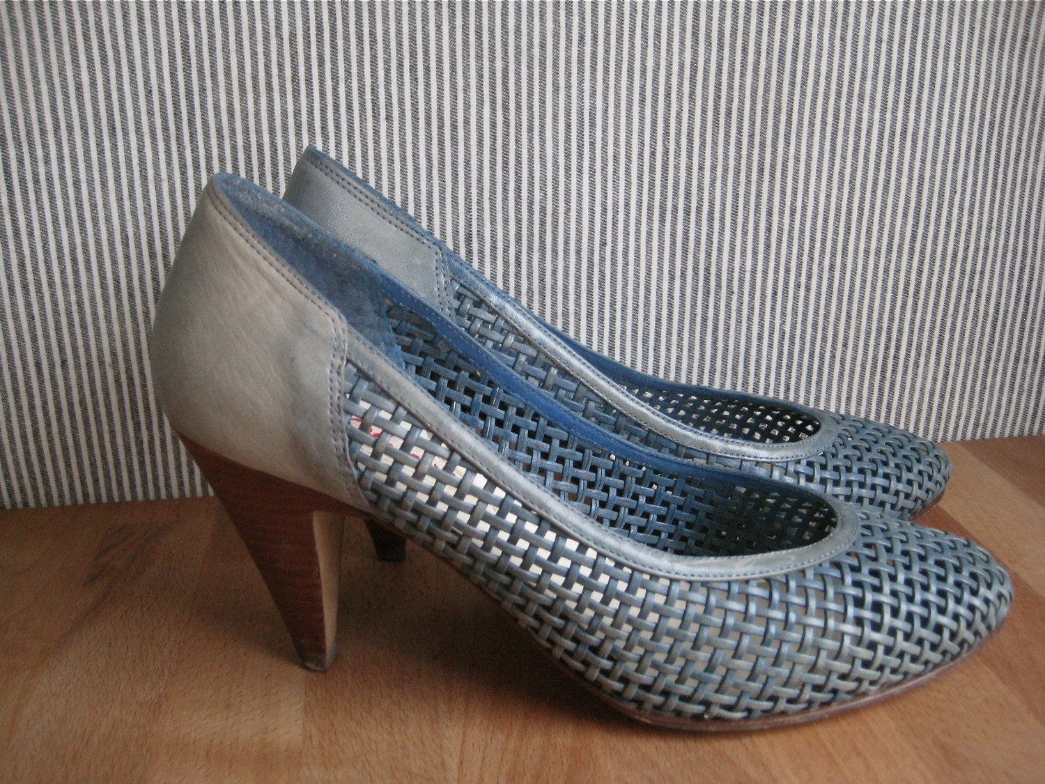 Vintage Woven Blue 9 West Heels - Size 8