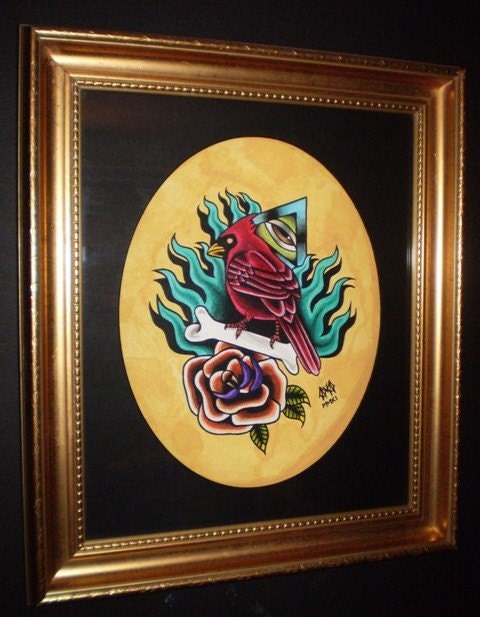 Cardinal Original Painting Framed