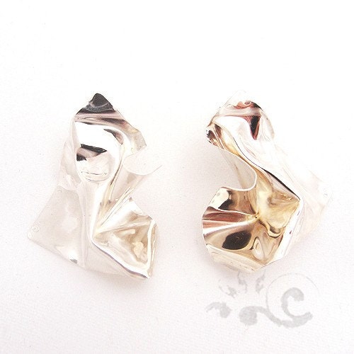 Origraphy screwed up silver sheet Earrings