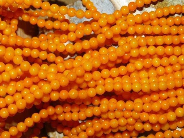 Round Orange Coral Beads