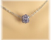 Crystal Slider Pendant, Jeweled Swarovski Ball Bridesmaid Pendant, Light Tanzanite Swarovski Crystal