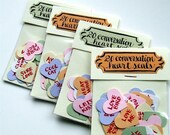 CONVERSATION HEART stickers for Valentine's Day, hand lettered stickers for your cards and gifts, 20 per package, Be My Crafty Valentine