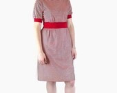 1970s Dress Red and White Striped Spring Fashion Vintage Knit Modern Size 8 Small