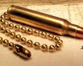 223 Rem brass pull chain for a ceiling fan or light cool gift for him or her.