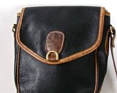 SATCHEL vintage  real leather black brown contrast so stylish strap bag