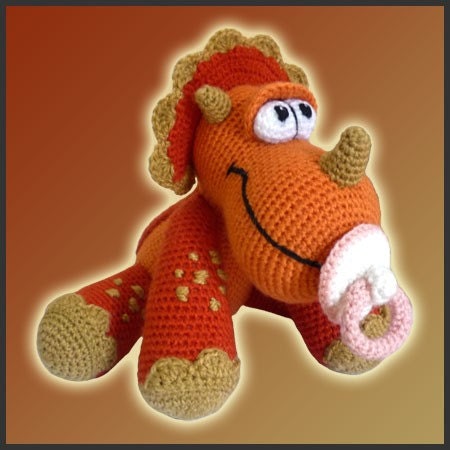 PDF Amigurumi Crochet Pattern Baby Triceratops