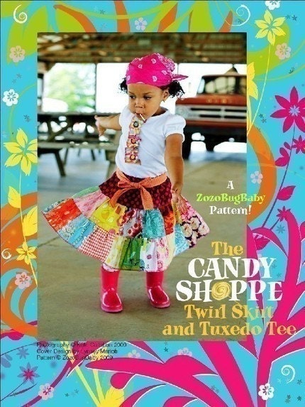 NEW - The Candy Shoppe Twirl Skirt and Tuxedo Tee by ZoZoBugBaby Patterns - PDF File -