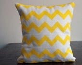 Here Comes the Sun - chevron, organic and vintage screen printed pillow