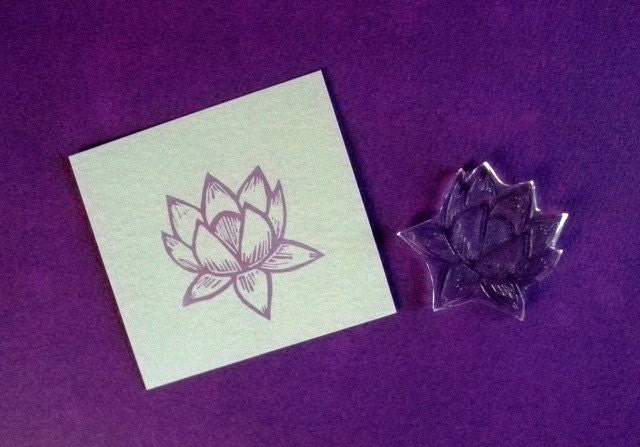 lotus blossom clear polymer rubber stamp