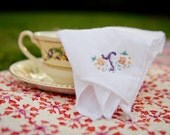 Flower & Vines - Hand-Embroidered Handkerchief - Custom Order