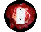 Red Rose Flower GFI Outlet Plate Cover