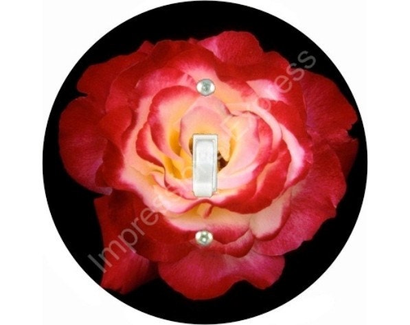 Red Rose Flower Single Toggle Switch Plate Cover