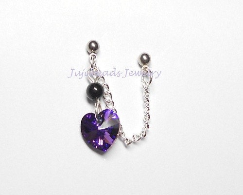 Swarovski Crystal Heart Double Piercing