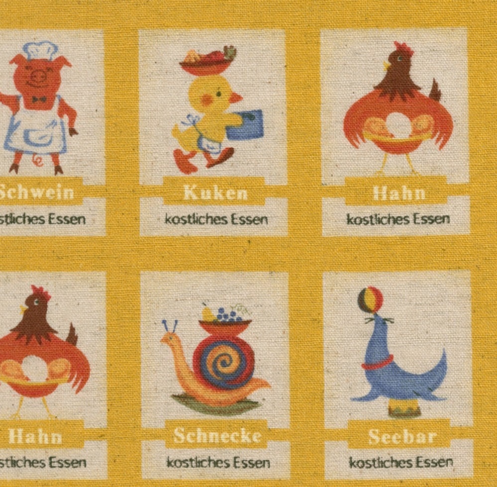 Japanese Fabric - Touou Yellow Patches Linen Collection,  Half Yard