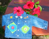Girls Flower and Summer Applique Denim Jean Jacket