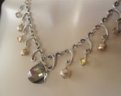 Large Swarovski Briolette Freshwater Pearl Pearl Teardrop Necklace