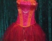 Hot Pink , Orange Fairy-Inspired Corset & Tutu Set