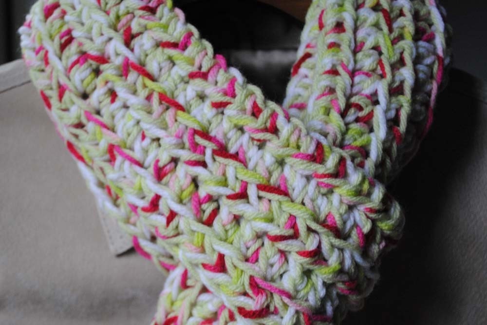 Strawberry Pink and Apple Green Long Scarf