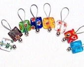Multicolored Millefiori with Silver Loop SnagFree Stitch Markers Set of 8 Medium Loop