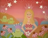 Mermaid Princess & Frog Prince Kids Wall Art for Kids Room Art - Girls Kids Art Prints from Original Kids Paintings by TwoLittleWitches