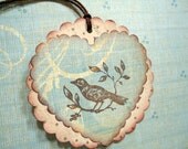 You're In My Heart Birdy Gift Tag Set in Vintage Colors and Scallops