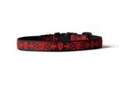5/8 or 3/4 Inch Wide Dog Collar with Adjustable Buckle or Martingale in Calavera