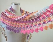 Shawl Crazy Shawl Triangle  Colorful Handcrocheted Wrap Scarf winter fashion. READY TO SHIPPING