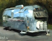 Art Print Retro Airstream Oil Painting - 5x7 on 8x10 - Airstream by David Lloyd
