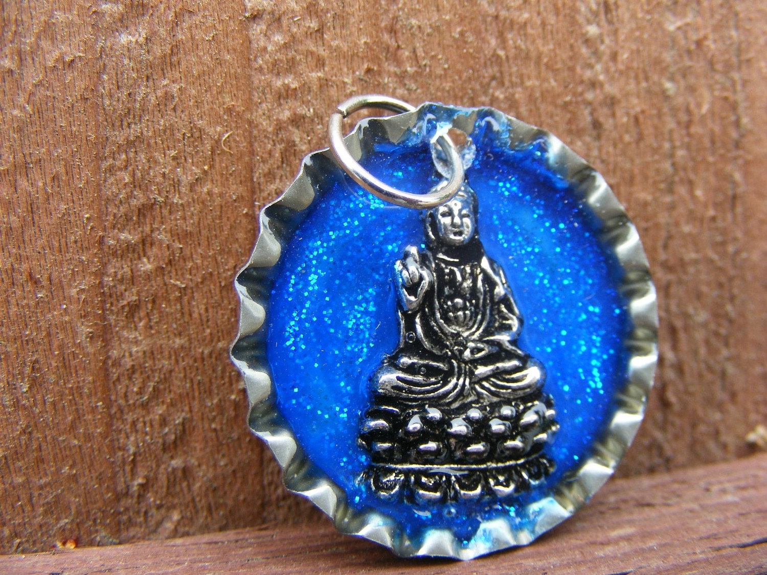 Blue Deity Bottlecap Pendant