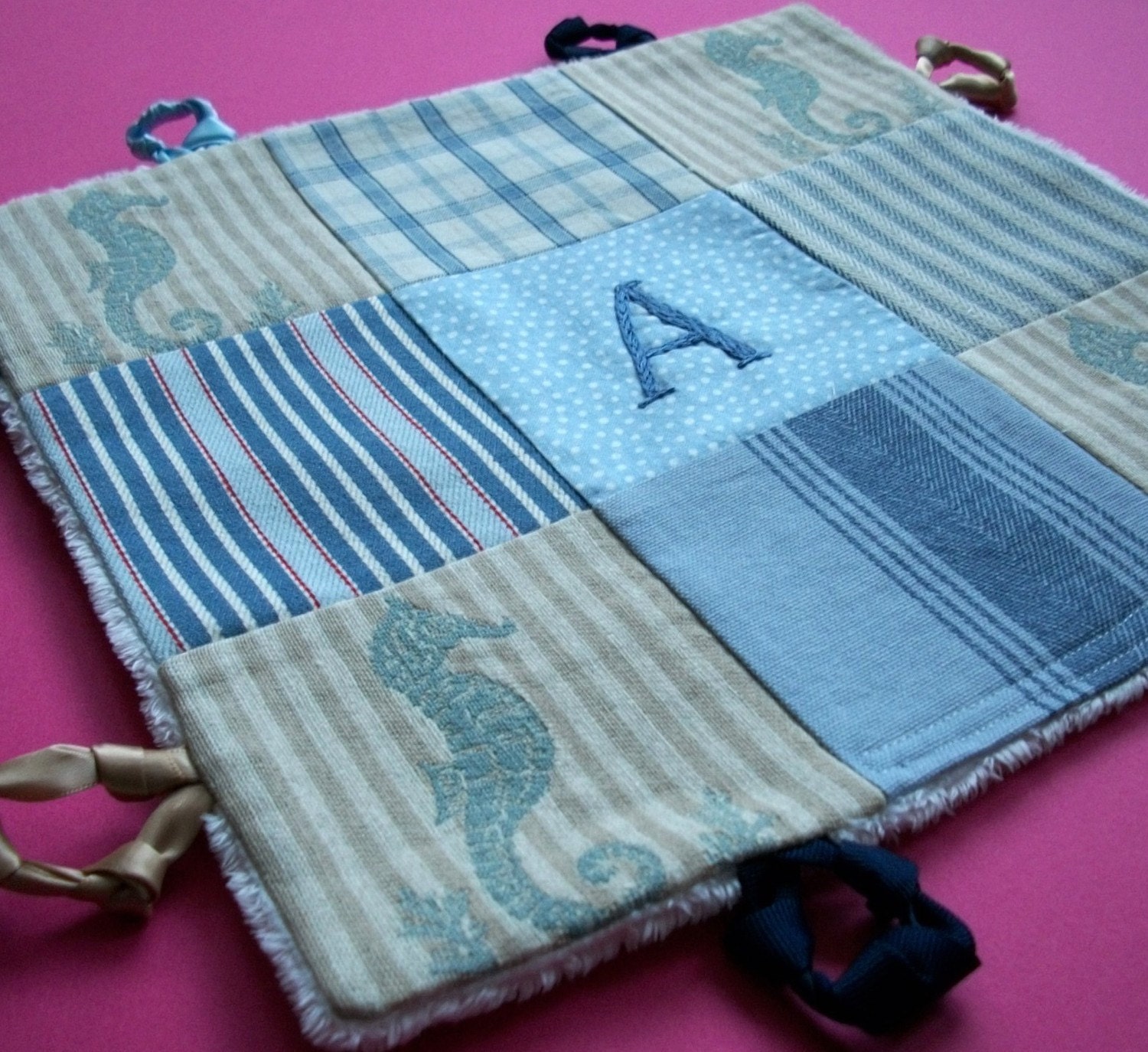 Boy Lovey with Hand Embroidered Custom Initial by Dolce Dreams