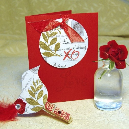 Valentine Fancy Bird and Card Set