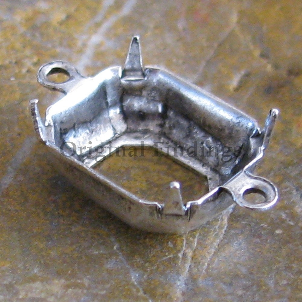 Reserve Listing for Kristin - 24 Pcs 12x10 Octagon Antiqued Silver Prong setting with 2 Rings Top and Bottom 887