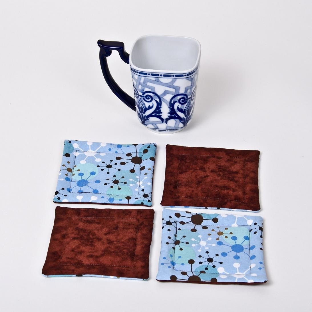 Retro Fabric Coasters - Set of Four