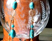 Dramatic Sunset Earrings in Turquoise and Carnelian Gemstones