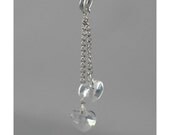 Crystal Pendant Double Heart Dangle Necklace