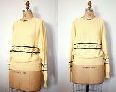 vintage 1970s Sonia Rykiel Sweater / 70s Yellow Studded Wool Sweater