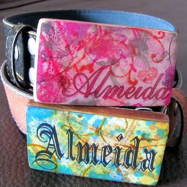 His & Hers Custom Resin Belt Buckle Set Personalized For Men / Women