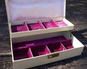 Vintage Jewelry Box in Cream with Gold Flowers