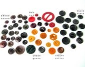 Bakelite Buttons - Vintage Sewing Supplies - Red, Green, Yellow, Brown, Black, 2 & 4 Hole, Shank, Slide, Hexagon, Flower, etc. FREE SHIPPING