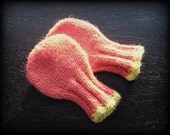Wool Baby Mittens, Blush and Lemongrass, size 12 months