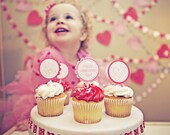 Valentines Day Collection-Cupcake Toppers:PINKS-Printable PDF