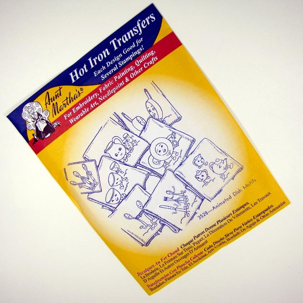 Aunt Marthas Hot Iron Transfers Animated Dish Motifs 3528
