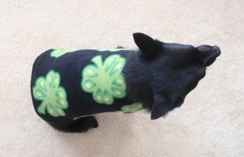 St. Patricks Day Black Fleece Dog  Coat