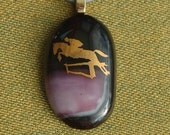 Equestrian Jumping Horse Glass Necklace