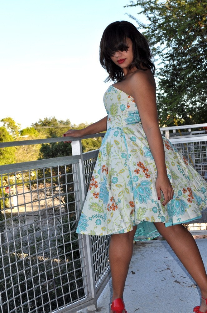 Strapless Sweetheart Floral "Hey Jenni" Dress--------------Custom Sized and Color (non-reversible)